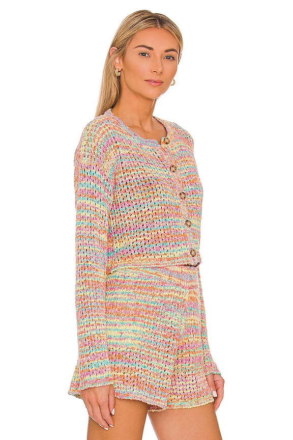 view 2 of 4 Cropped Multicolored Cardigan in Rainbow