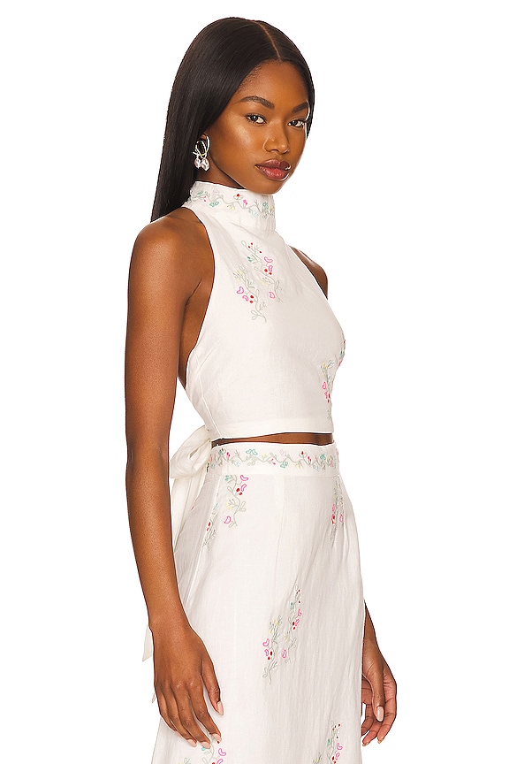 view 2 of 4 Embroidered Halter Top in Multi Pastel