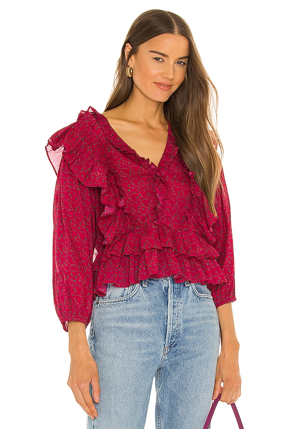 Something Navy Audrey Ruffle Top in Pink | REVOLVE