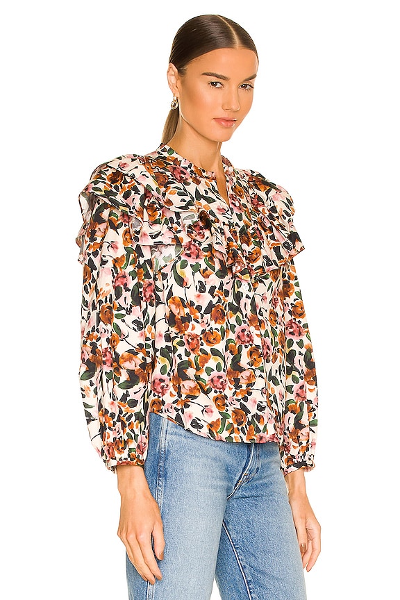 view 2 of 4 Floral Ruffle Blouse in Cream Multi