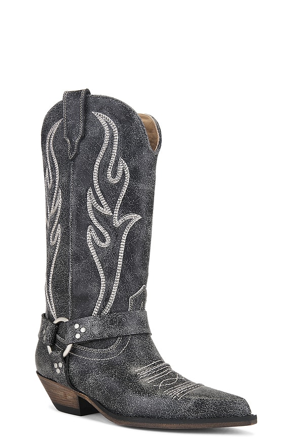 view 2 of 5 Santa Fe Belt Boot in Black Crazed Leather