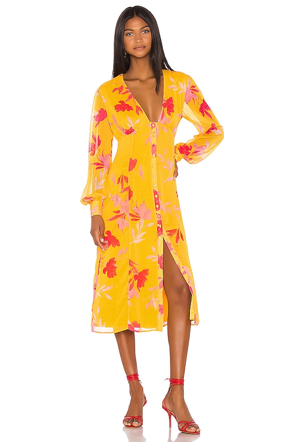 view 1 of 3 Kofi Midi Dress in Yellow Floral
