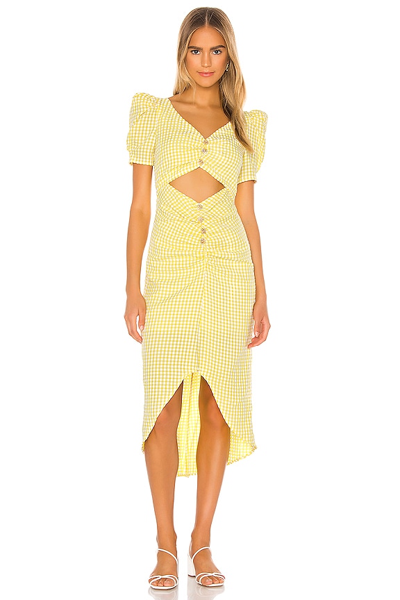 Song of Style Lena Midi Dress in Yellow Gingham | REVOLVE