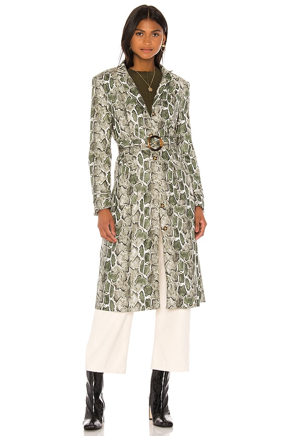 view 2 of 4 Desmond Faux Leather Coat in Green Snake