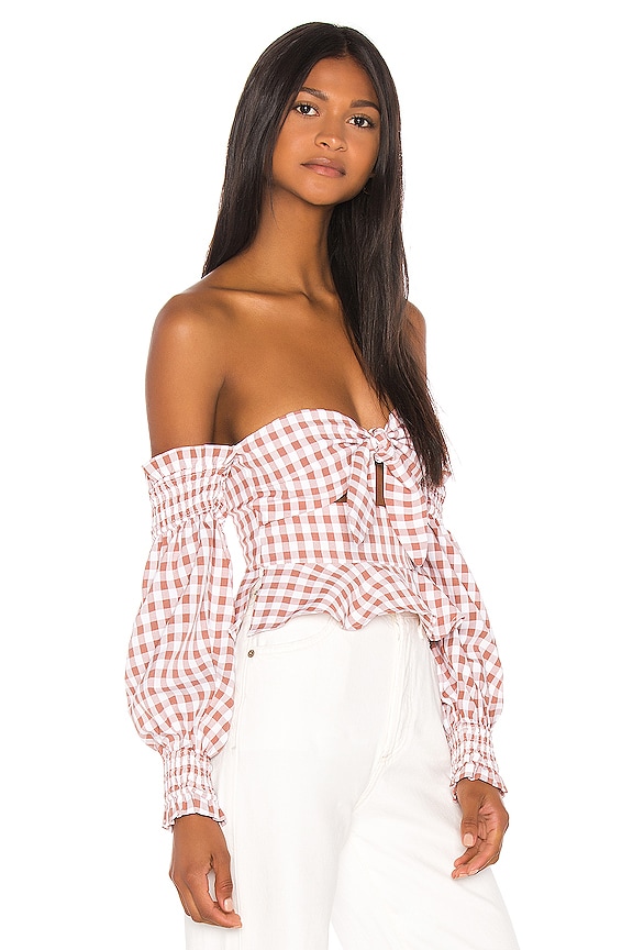 view 2 of 4 Nora Top in Taupe Gingham