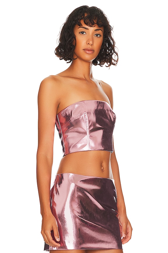 view 2 of 4 Karlee Crop Top in Metallic Pink