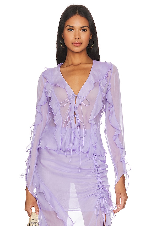 Song of Style Ines Sheer Top in Violet Purple | REVOLVE