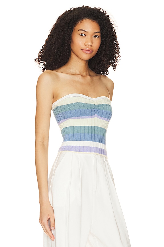 view 2 of 4 Priela Striped Tube Top in in Blue & Cream Multi
