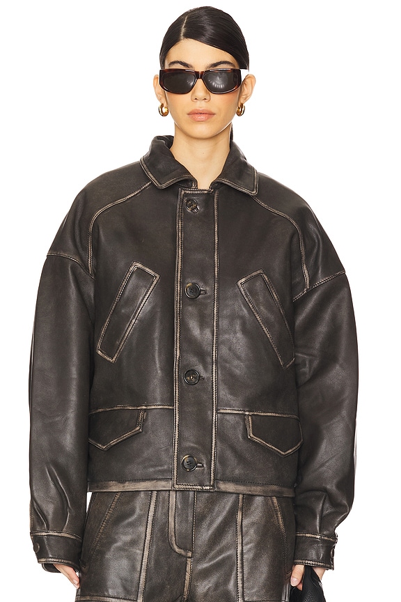 view 2 of 5 Claria Leather Jacket in Destroyed Black