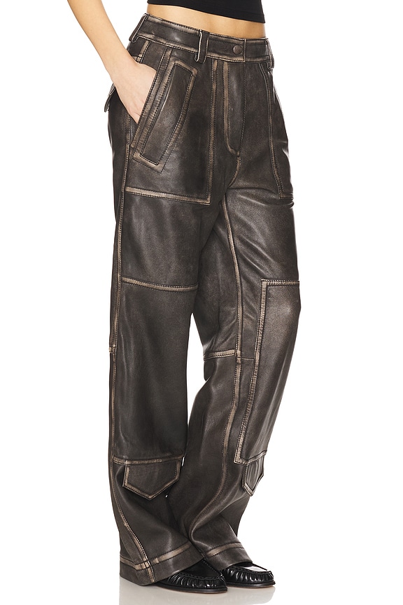 view 2 of 6 Clive Leather Pant in Destroyed Black