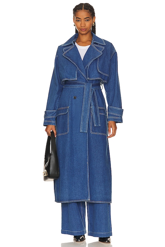view 2 of 7 Advance Multi-wear Denim Trench in Mid Blue