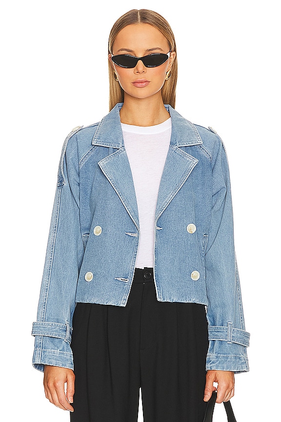 view 2 of 5 Theory Crop Denim Trench in Blue