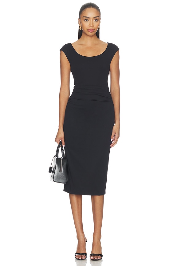 view 1 of 3 VESTIDO MIDI SMOOTHING JERSEY CAP SLEEVE SCOOP DRESS in Classic Black