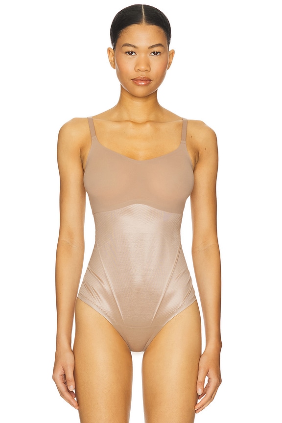 view 2 of 5 Spanxshape Invisible Cami Thong Bodysuit in Cafe Au Lait