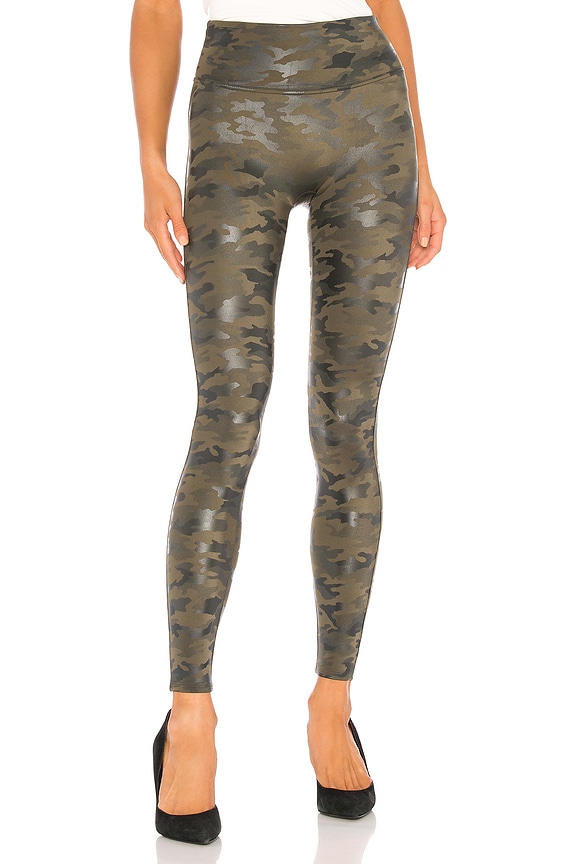 view 1 of 4 Faux Leather Camo Legging in Matte Green Camo