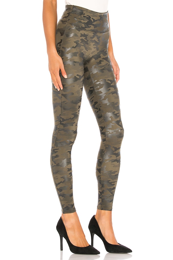 view 2 of 4 Faux Leather Camo Legging in Matte Green Camo