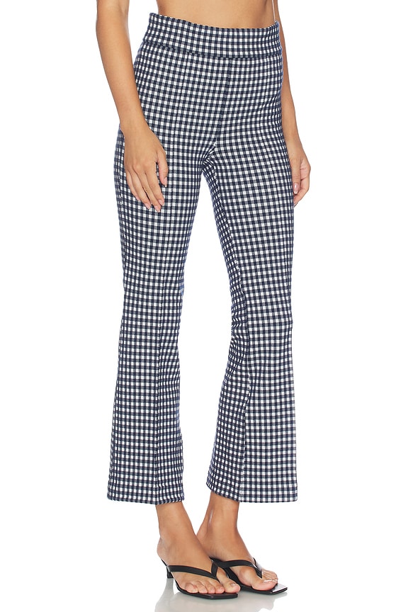 view 2 of 6 Pintuck Kick Flare Pant in Timeless Navy Gingham