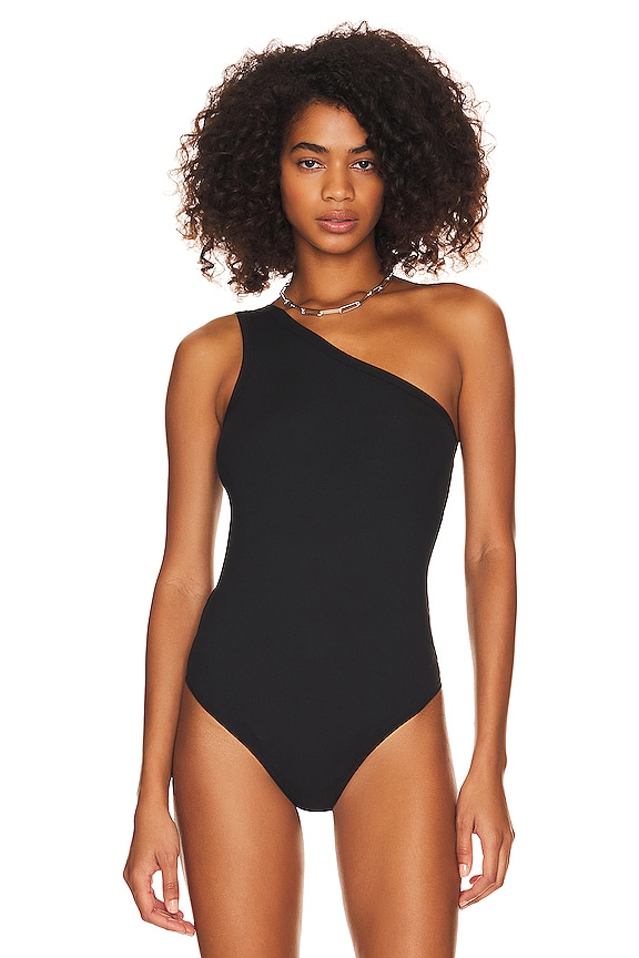 view 2 of 5 BODY SUIT YOURSELF RIBBED ONE SHOULDER in Classic Black