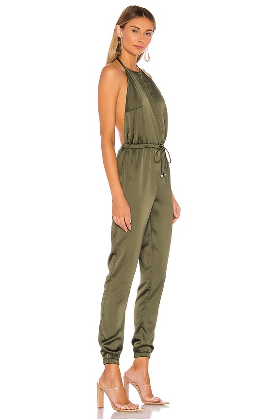 view 2 of 3 Brittany Halter Jumpsuit in Army Green
