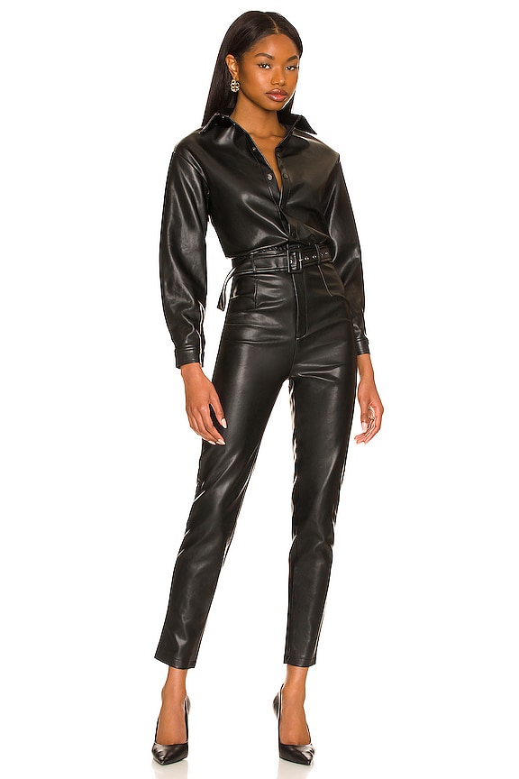 view 1 of 4 Branka Leather Jumpsuit in Black
