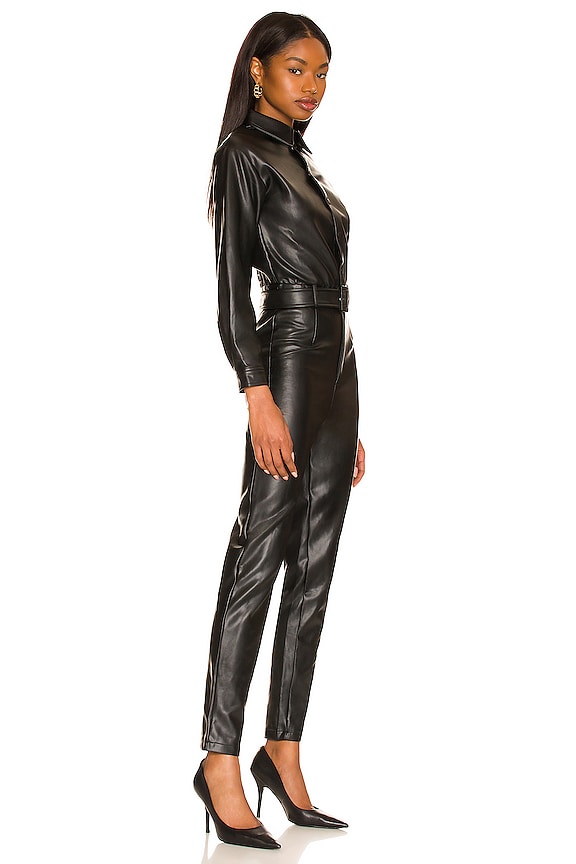 view 2 of 4 Branka Leather Jumpsuit in Black