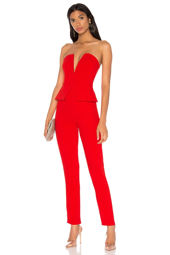 view 1 of 3 Pepper Strapless Jumpsuit in Red