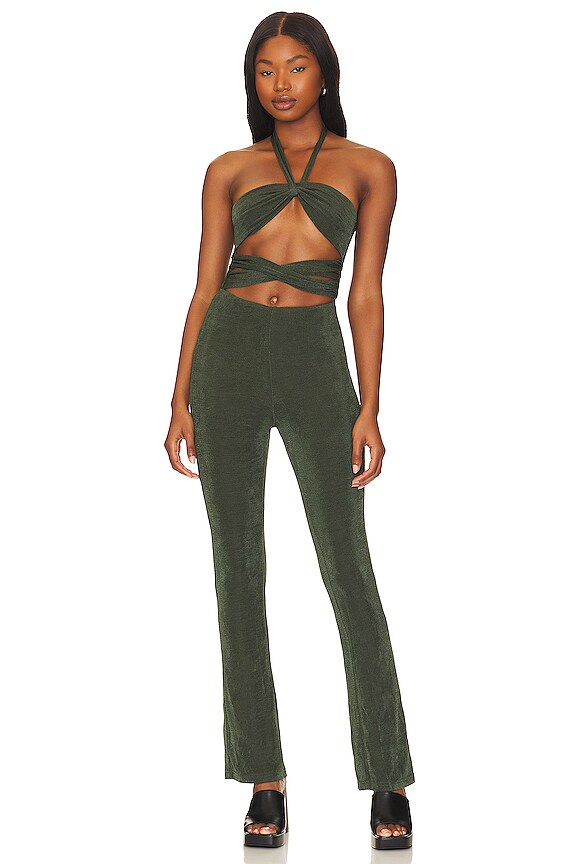 view 1 of 3 Camillie Halter Jumpsuit in Forest Green