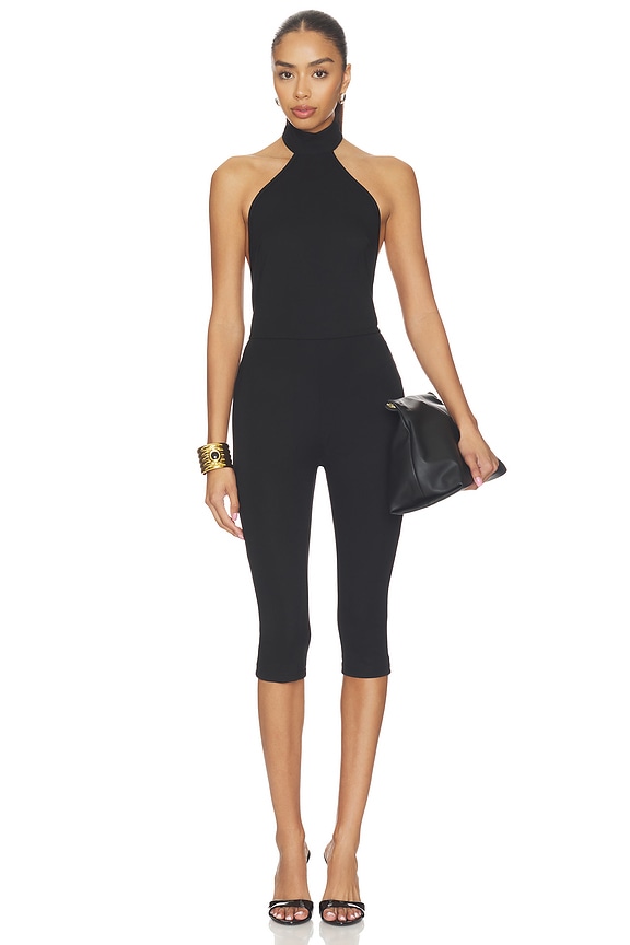 view 1 of 4 Avi Open Back Capri Jumpsuit in Black