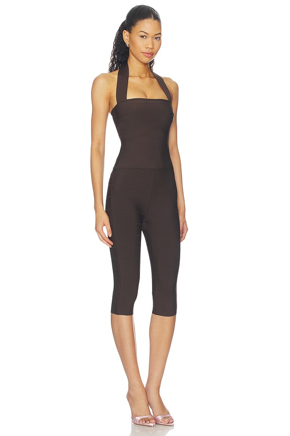 view 2 of 4 Angelah Bandage Capri Set in Dark Brown