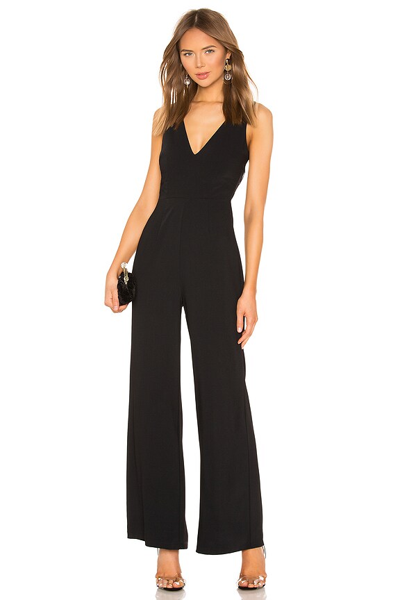 view 1 of 3 Carmela Deep V Wide Leg Backless Jumpsuit in Black