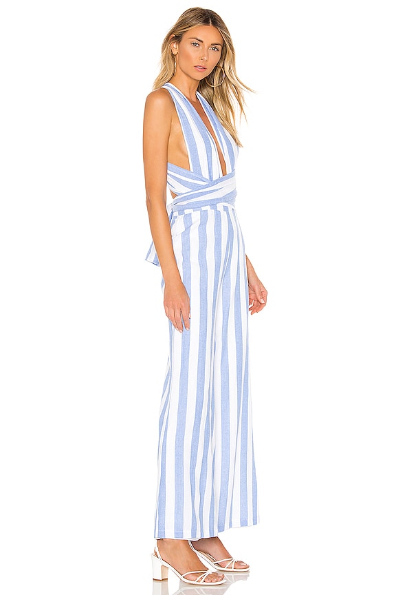 view 2 of 3 Kia Striped Jumpsuit in Blue & White