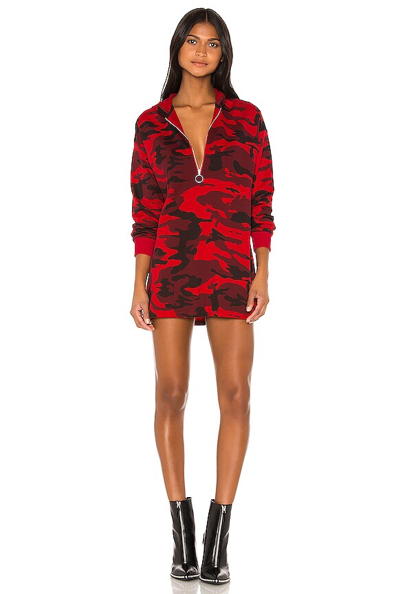 view 1 of 3 Reyna Hooded Sweatshirt Dress in Red Camo