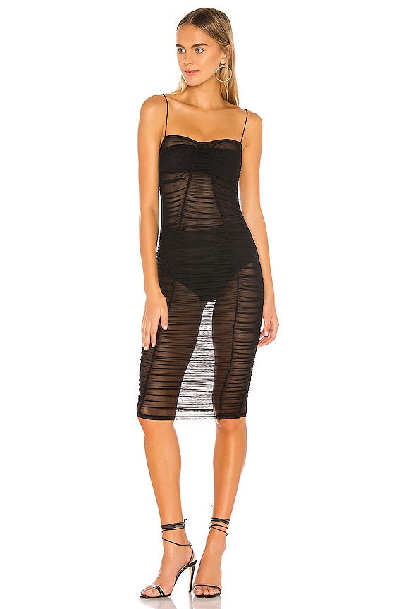 view 1 of 3 Belinda Ruched Mesh Dress in Black