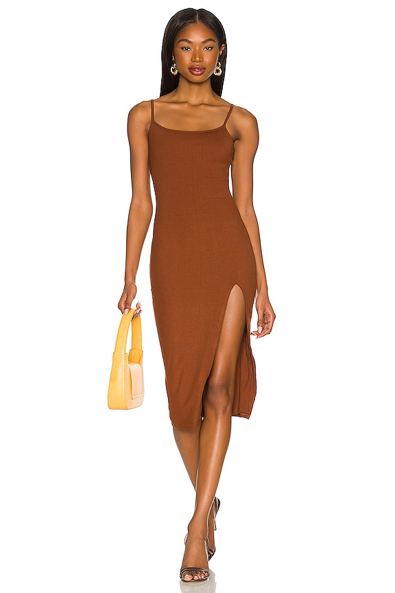 view 1 of 3 Candace Slit Midi Dress in Chocolate