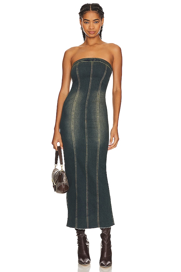 view 2 of 4 Alva Strapless Maxi Dress in Dark Blue Wash