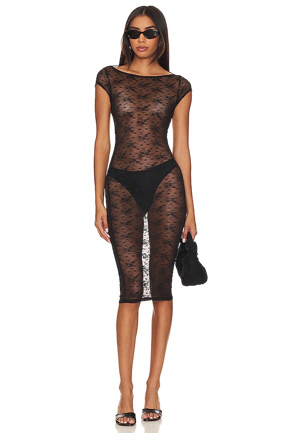 Superdown Laila Sheer Midi Dress In Black REVOLVE