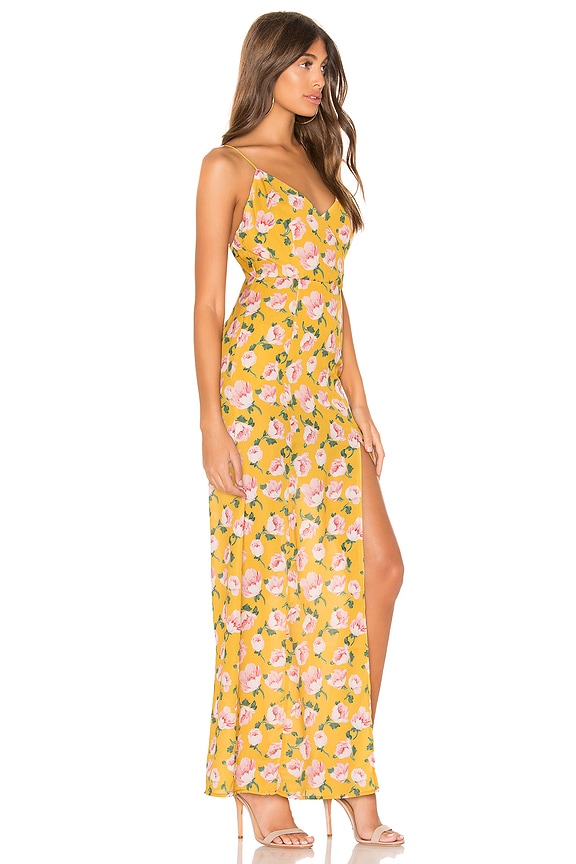 view 2 of 3 Lorie Slit Maxi Dress in Yellow Floral