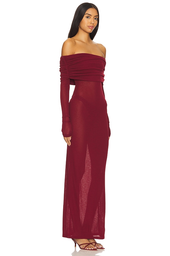 view 2 of 3 Chantal Sheer Gown in Burgundy