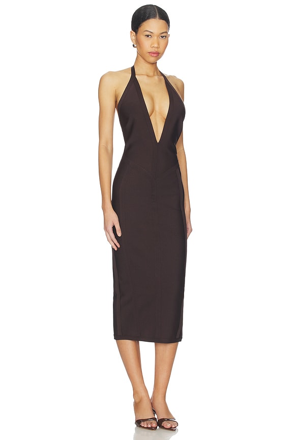 view 2 of 3 Kass Bandage Midi Dress in Brown