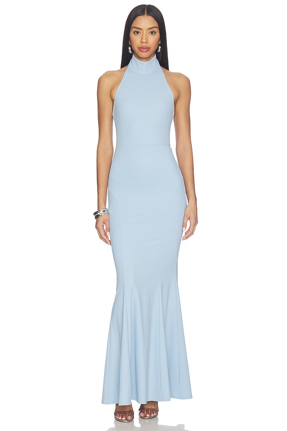 view 1 of 3 Jacinta Fishtail Gown in Powder Blue