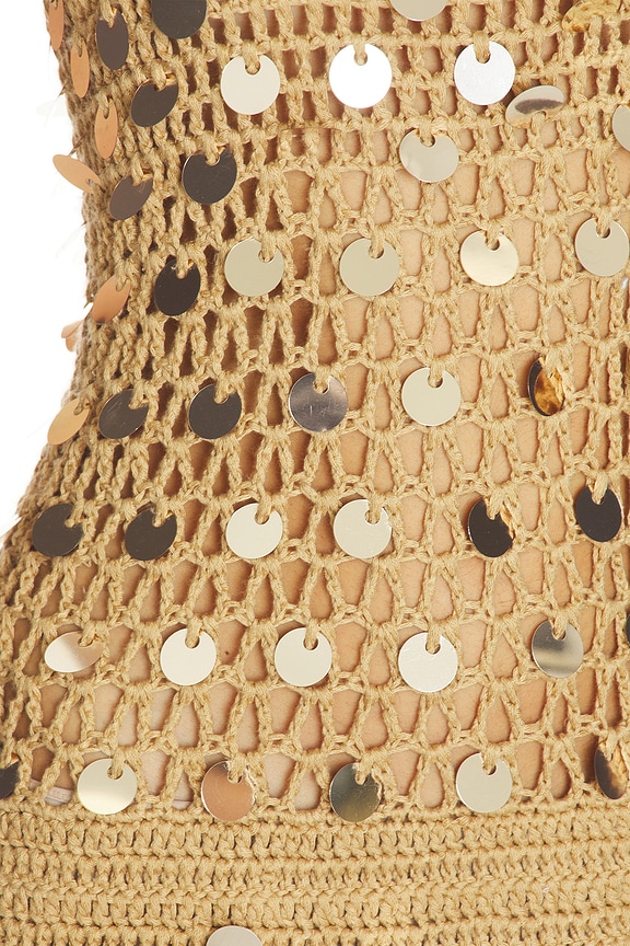 superdown Cayenne Crochet Mini Dress in Tan