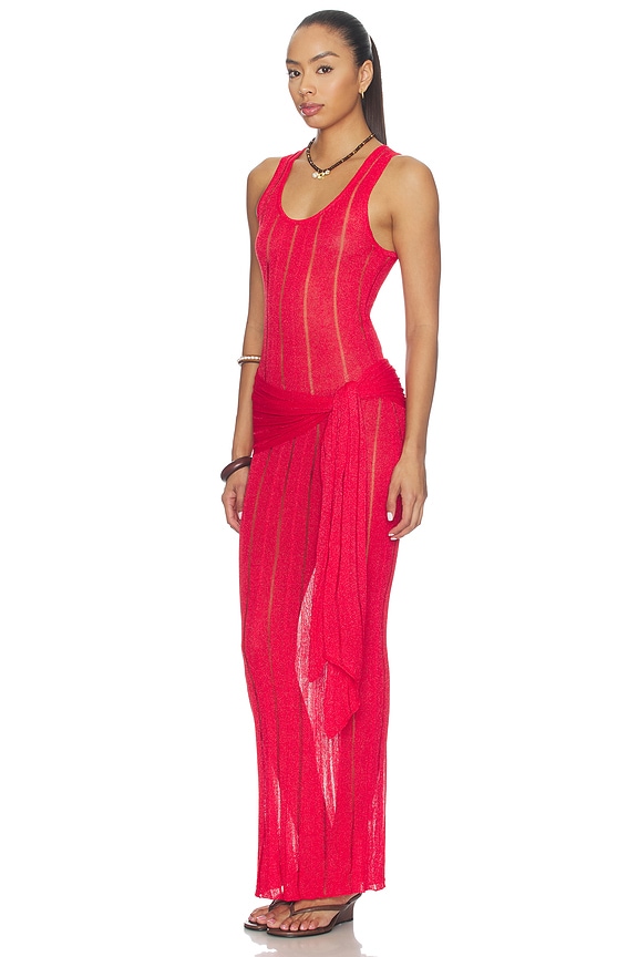 view 2 of 3 Macie Drape Maxi Dress in Cherry Red