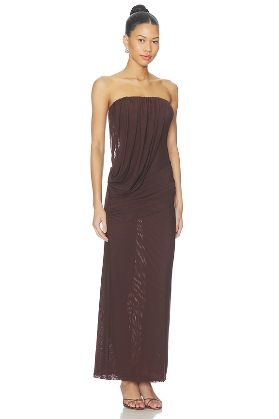 view 2 of 3 Mavro Strapless Maxi Dress in Dark Brown