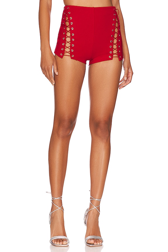 view 1 of 4 Ava Lace Up Shorts in Red