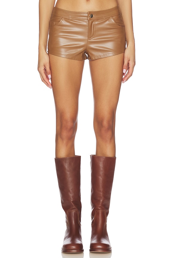 view 1 of 6 Gianna Faux Leather Shorts in Tan