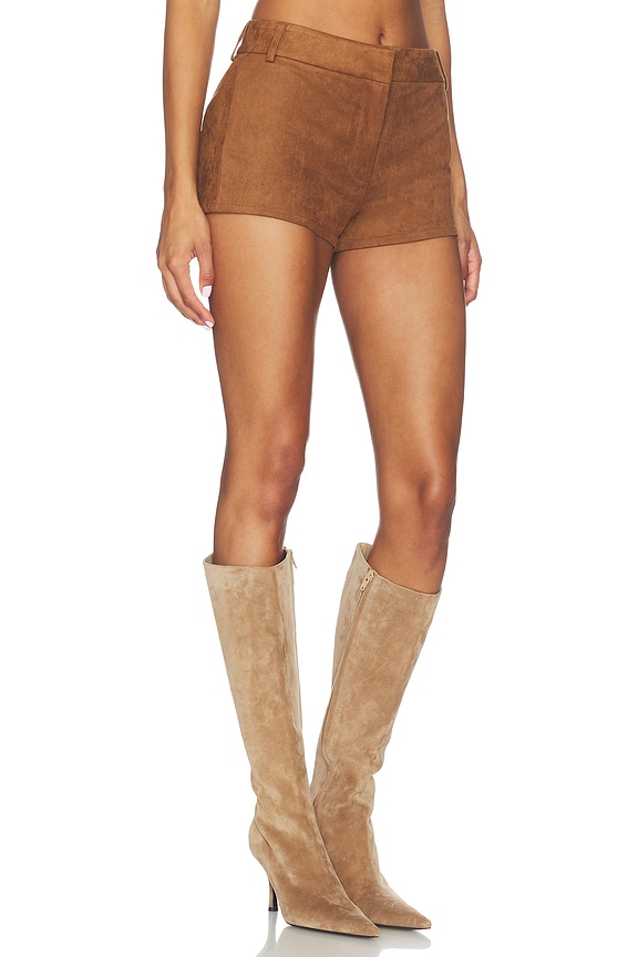 view 2 of 6 Priya Faux Suede Hot Short in Dark Brown
