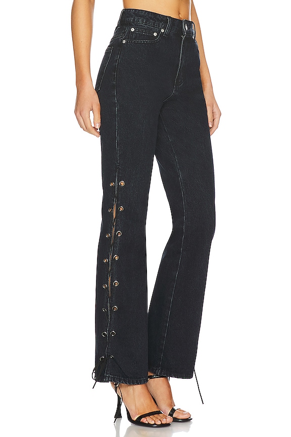 view 2 of 4 Jayda Lace Up Jean in Washed Black