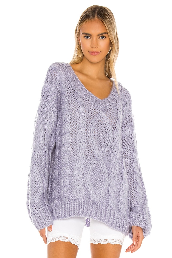 view 1 of 4 Roxie Cable Knit Sweater in Dusty Lavender