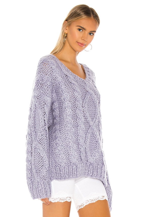 view 2 of 4 Roxie Cable Knit Sweater in Dusty Lavender