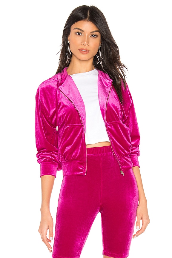 view 1 of 4 Aja Velour Jacket in Hot Pink